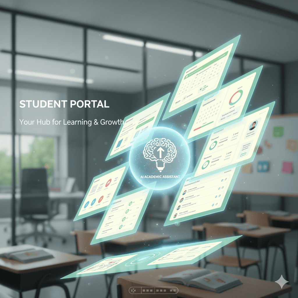 Panel del Portal del estudiante con tareas y progreso